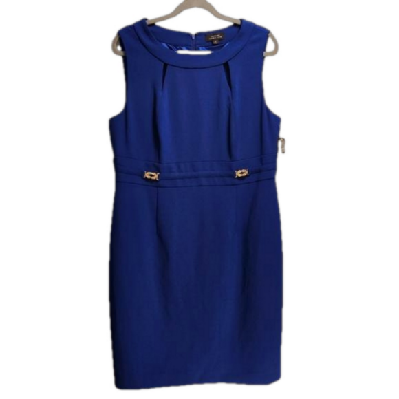 Tahari ASL Cobalt Blue sleeveless dress size 16 - Picture 1 of 14